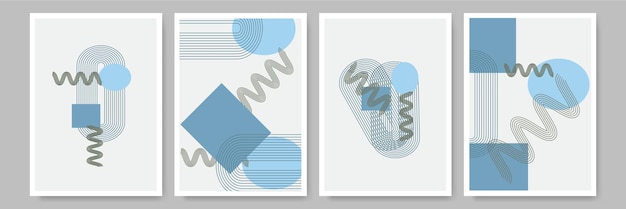 Forma abstracta azul colorido Flat Boho Geometric Neutral Color design Póster