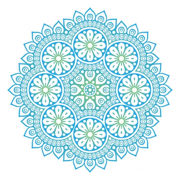 Forma abstracta azul con detalles florales 