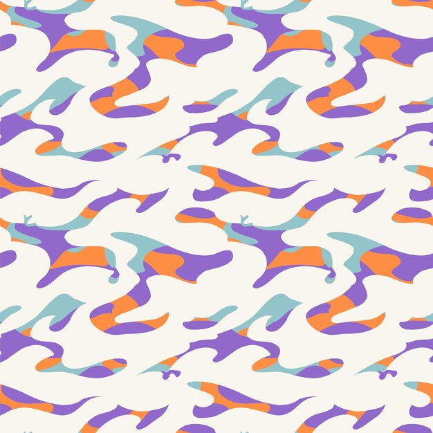 Forma abstracta colorida textura de camuflaje retro fondo de patrón sin costura