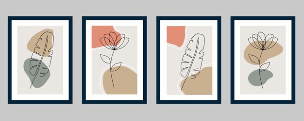 Forma abstracta y hoja boho clipart minimalista moderno