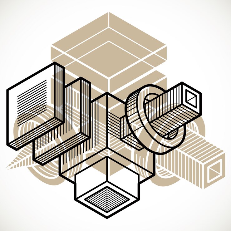 Vector forma abstracta de ingeniería, figura poligonal vectorial 3d.