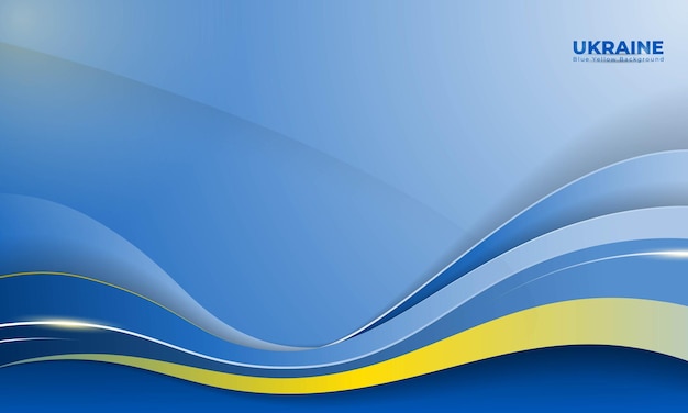 Forma abstracta ondulante en diseño azul brillante y amarillo pequeño con fondo azul claro