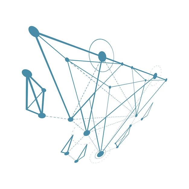 Forma abstracta tecnológica, figura poligonal vectorial. Ilustración moderna de tecnologías de comunicación.