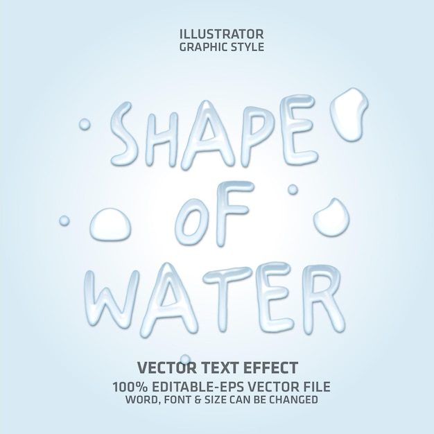 Forma de agua efecto de texto editable estilo gráfico ilustrador