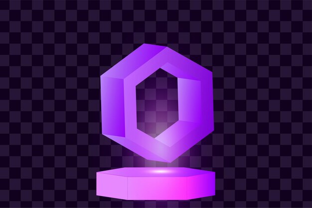 Forma aislada con color degradado púrpura. Resumen 3d