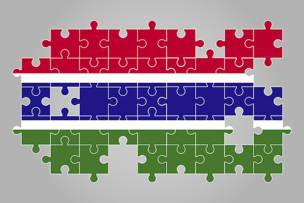 Forma de bandera de gambia de rompecabezas vector mapa de rompecabezas bandera de gambia para niños