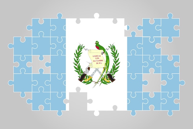 Forma de bandera de Guatemala de rompecabezas vector mapa de rompecabezas Bandera de Guatemala para niños