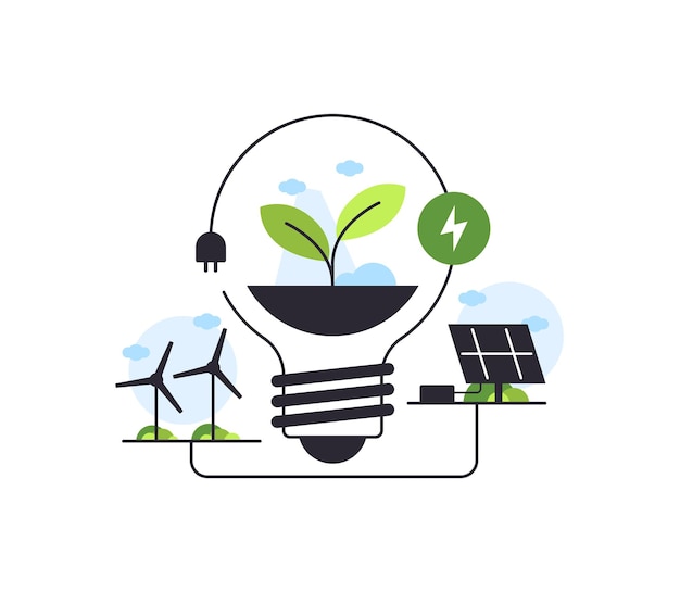 una forma de bombilla con la ciudad y el jardín salvar el planeta y el concepto de energía