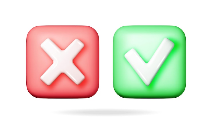 Vector forma de botón 3d correcta y incorrecta