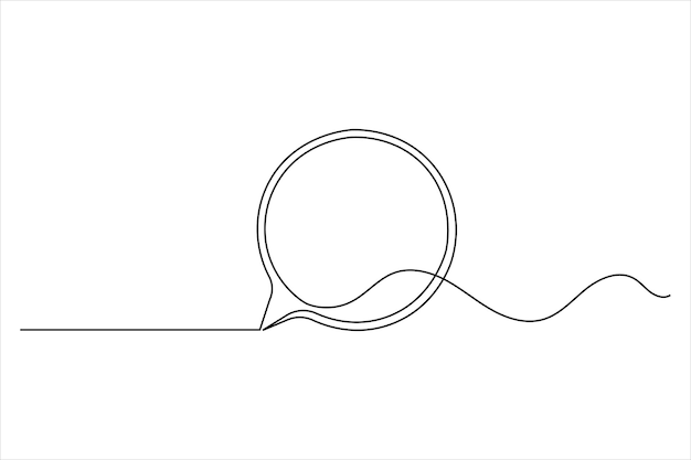 Forma de burbuja de habla dibujo de una línea del icono del vector de contorno continuo aislado