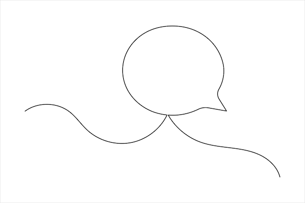 Forma de burbuja de habla dibujo de una línea del icono del vector de contorno continuo aislado