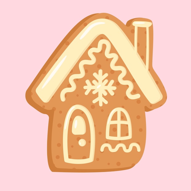 La forma de la casa de pan de jengibre de Navidad está aislada al estilo de las caricaturas.