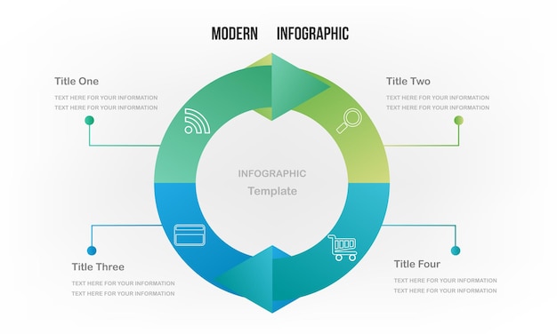 forma de ciclo de infografía de plantilla de diseño con color degradado de flecha