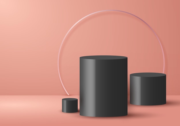 Forma de cilindro negro mínimo vacío realista 3d