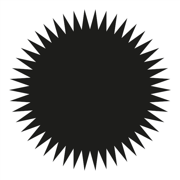 Forma circular dentada negra que se asemeja a un vector de acciones de etiqueta de precio redondo