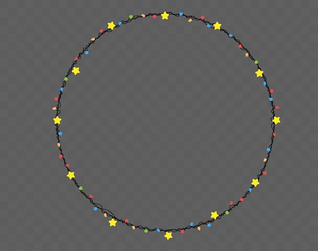 Forma de círculo de cadena de luces de Navidad de vector