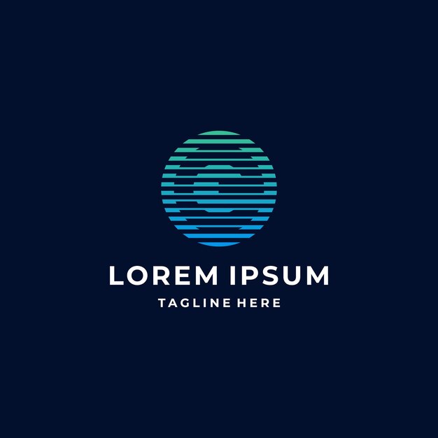 Forma de círculo digital con letra inicial E espacio negativo inspiración para diseño de logotipo