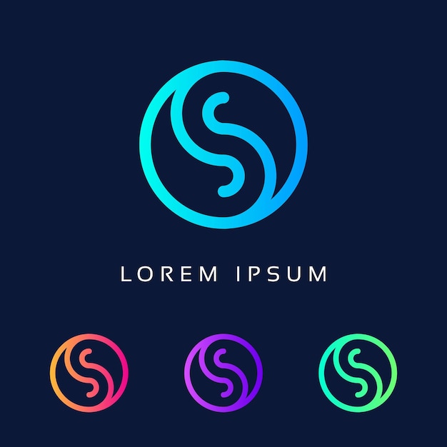 Forma de círculo y logotipo colorido único moderno de la letra s