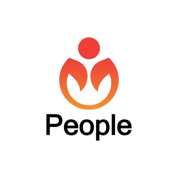Forma de círculo de logotipo de personas abstractas con icono humano aislado sobre fondo blanco