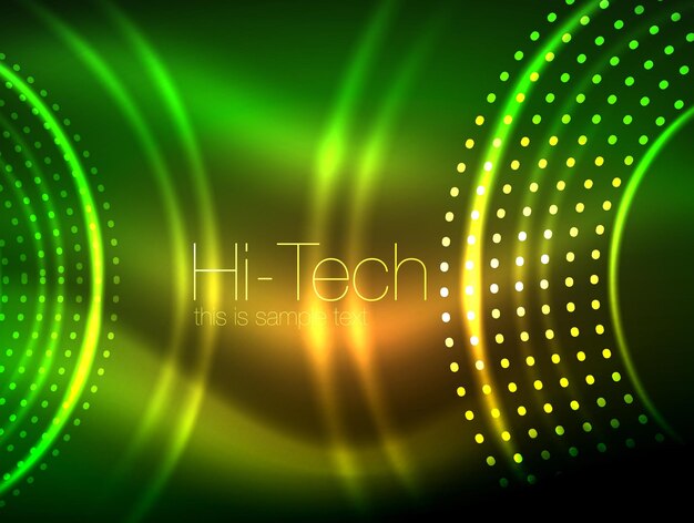 Forma de círculo de neón mágico fondo abstracto plantilla de efecto de luz brillante para banner web presentación de negocios o tecnología fondo o elementos ilustración vectorial diseño de discoteca o fiesta