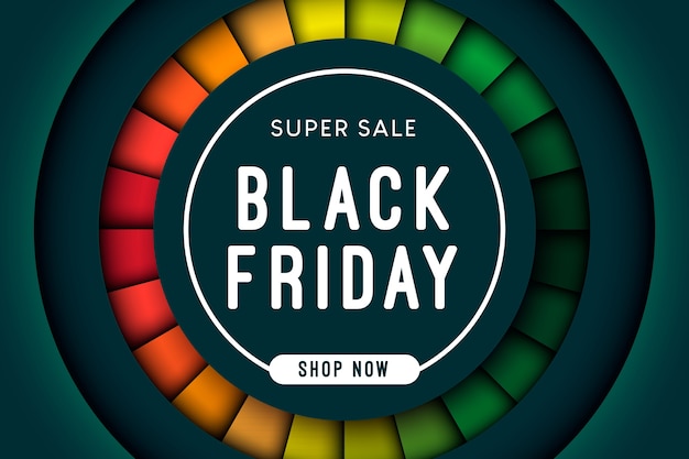 Forma de círculo de super venta de viernes negro con capa colorida