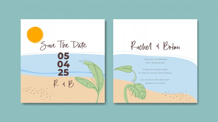 Vector forma de color de agua de invitación de boda-abstracto-playa