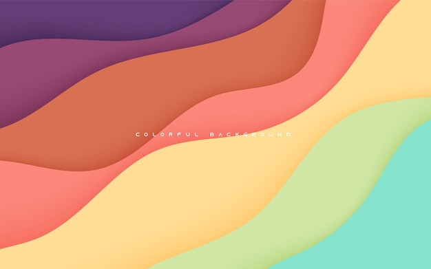 Forma de color pastel de fondo de capas de dimensión ondulada colorida abstracta