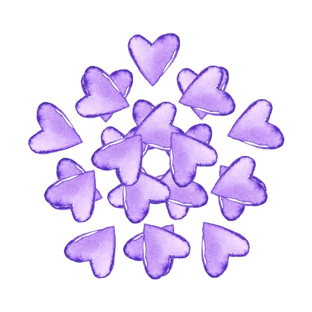 Forma colorida abstracta Corazones de acuarela púrpura Ilustración vectorial