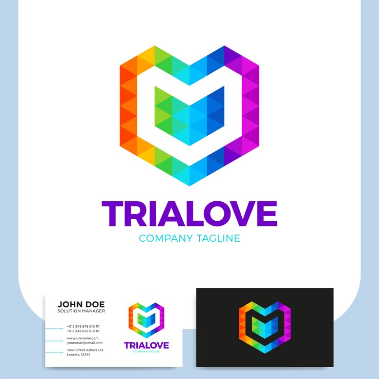 Vector forma colorida del amor del extracto del corazón del polígono del triángulo para su diseño