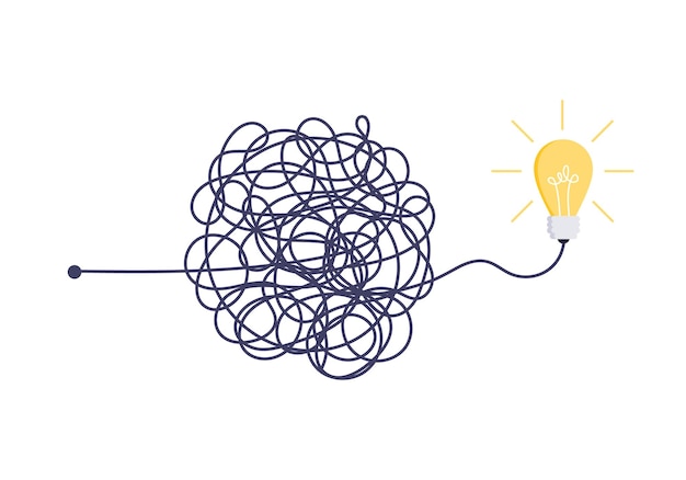Forma compleja, fácil y sencilla desde el principio hasta la idea. El caos simplifica la resolución de problemas y la solución empresarial.