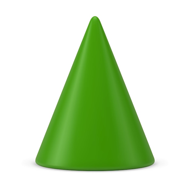 Forma de cono triangular verde árbol de Navidad estatuilla abstracta icono 3D ilustración vectorial realista