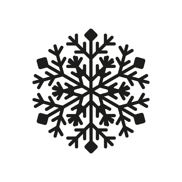 Forma de copo de nieve negra en un fondo aislado Silueta del icono de nieve Ilustración vectorial para el fondo