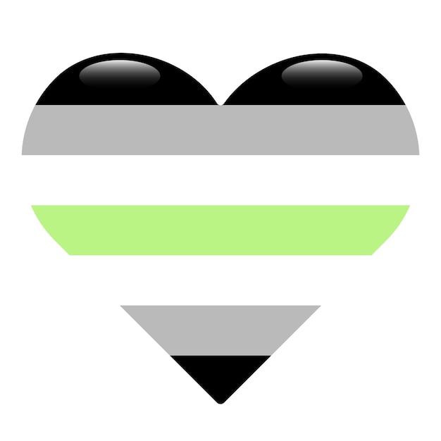 Forma de corazón de bandera agénero aislada sobre fondo blanco Bandera de la comunidad LGBT