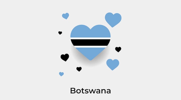 Forma de corazón de bandera de Botswana con ilustración de vector de icono de corazones adicional