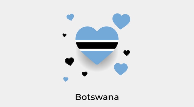 Forma de corazón de bandera de botswana con ilustración de vector de icono de corazones adicional