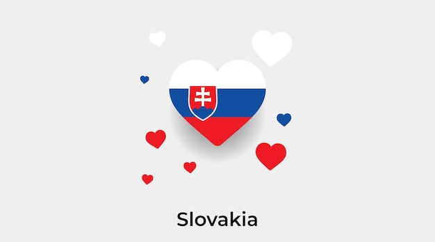 Forma de corazón de bandera de eslovaquia con ilustración de vector de icono de corazones adicional