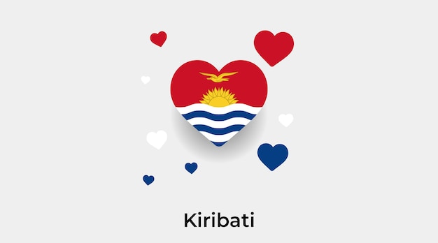 Forma de corazón de bandera de kiribati con ilustración de vector de icono de corazones adicionales