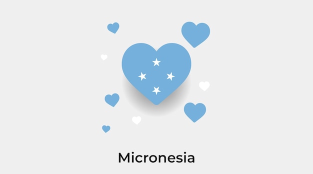 Forma de corazón de bandera de Micronesia con ilustración de vector de icono de corazones adicionales