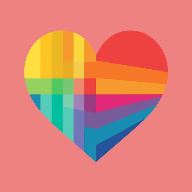 Vector forma de corazón en los colores del arco iris
