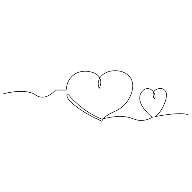 Forma de corazón del día de San Valentín Arte vectorial continuo de una línea y dibujo artístico de forma de amor