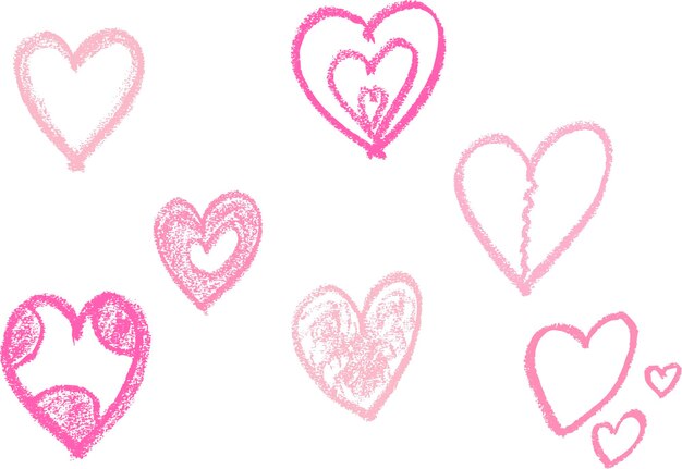 Forma de corazón dibujada a mano con lápiz de colores aislado sobre fondo blanco Ilustración vectorial