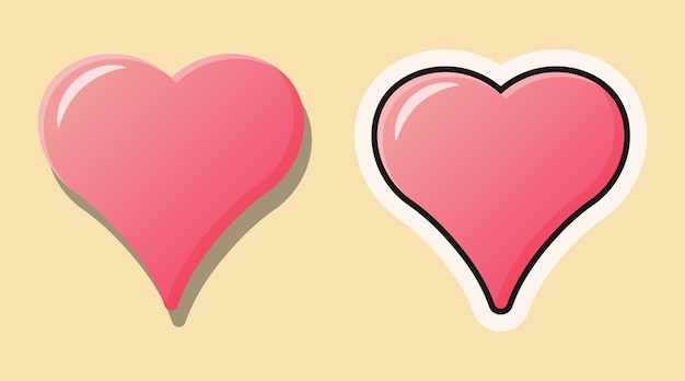 Vector forma de corazón de gradiente vectorial y ilustración retro