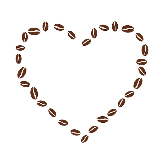 Forma de corazón con grano de café vector semillas de café marrón Día Internacional del Café