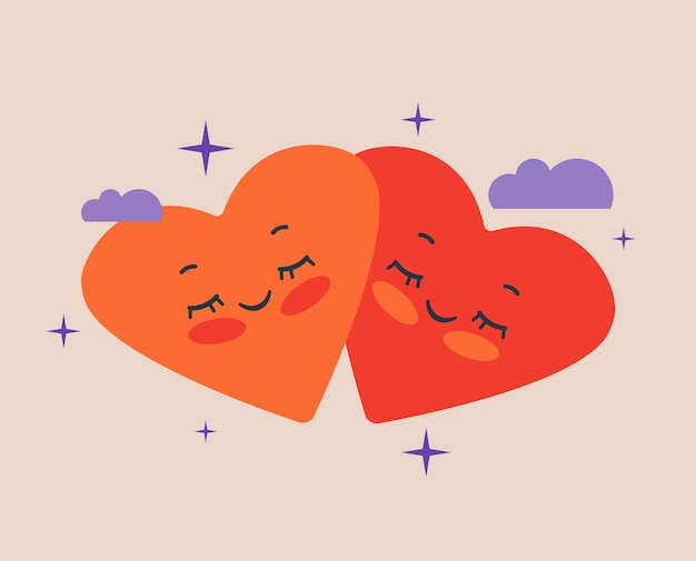 Forma de corazón Ilustración vectorial pareja de corazones enamorados Feliz día de San Valentín