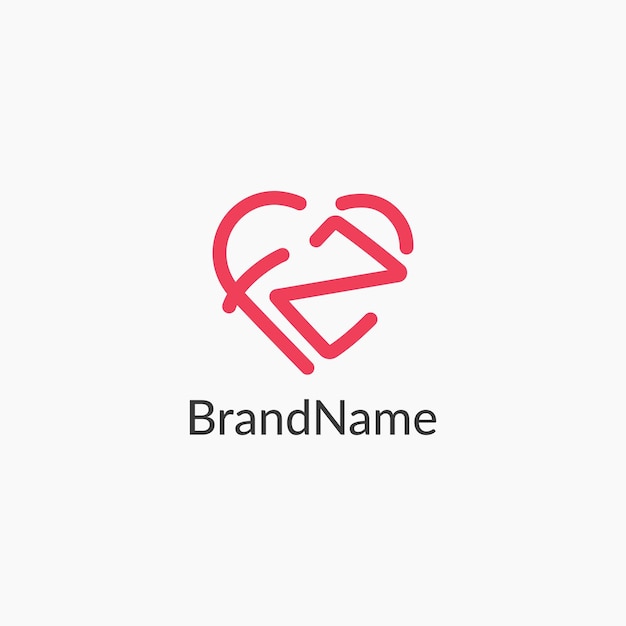 Forma de corazón de la letra FZ diseño de logotipo lineal simple concepto ilustración vectorial