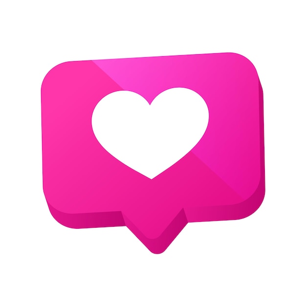 Forma de corazón o icono de notificación de redes sociales favorito en burbujas de discurso