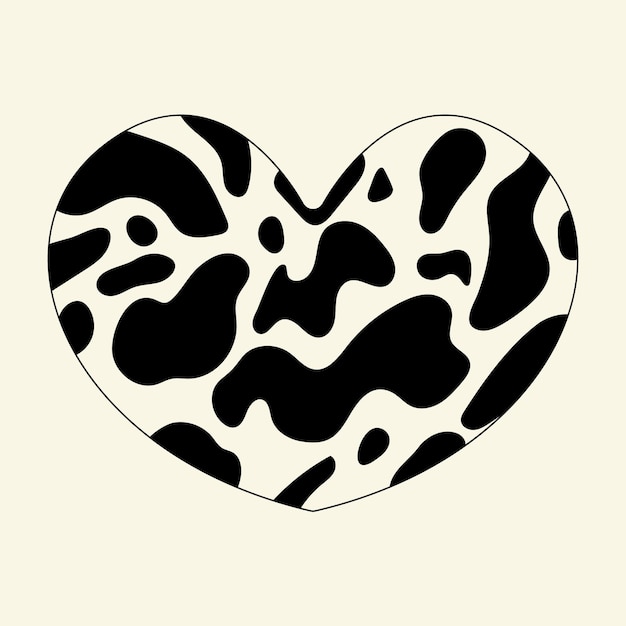 Forma de corazón con patrón manchado Piel de un animal manchado Vector ilustración plana