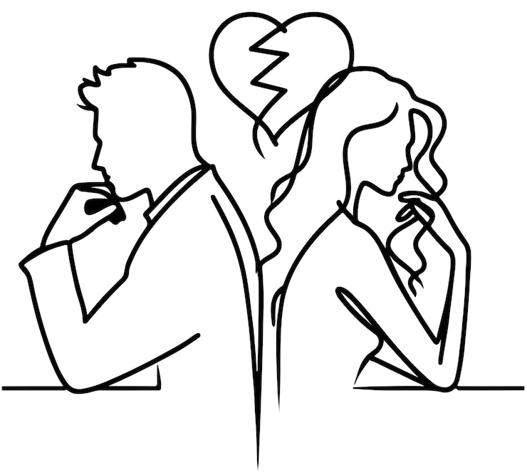 La forma del corazón roto la silueta del amor de la ruptura