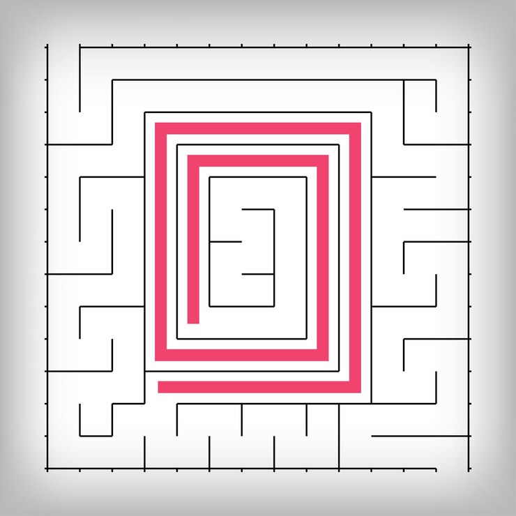 Vector forma cuadrada número lineal 0 laberinto rompecabezas tutorial actividad de juego confuso