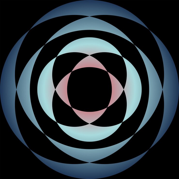 Vector forma decorativa hecha a partir de una combinación de varias formas circulares con colores de gradiente